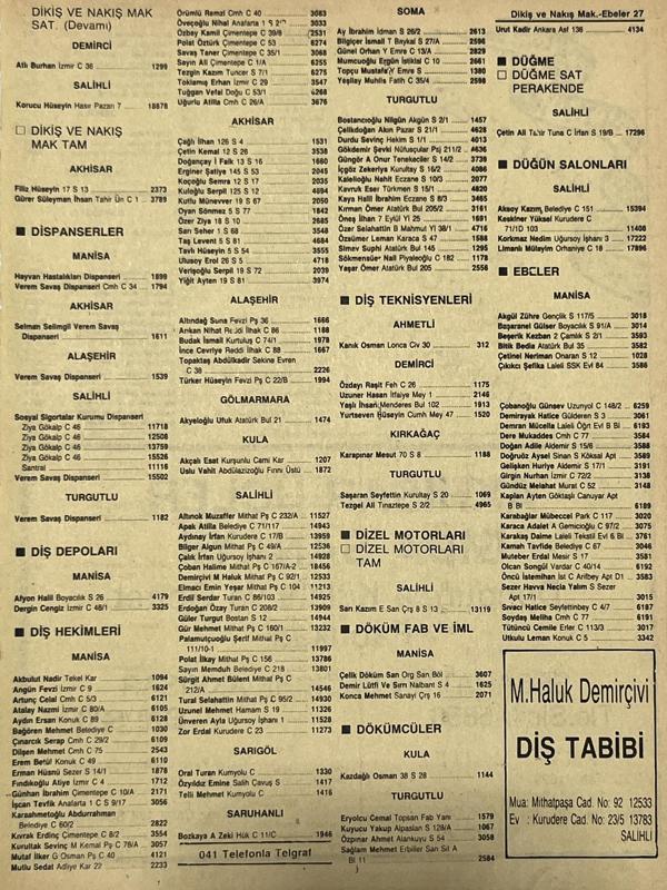 Manisa 1987 Meslek Reklam İlanı Efemera S-27 - Image 1
