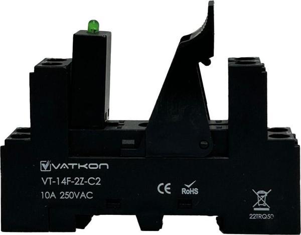 Vatkon VT-14F-2Z-C2 Çift Kontak (8 Pinli) Role Tutucu (1 Adet) - Image 1