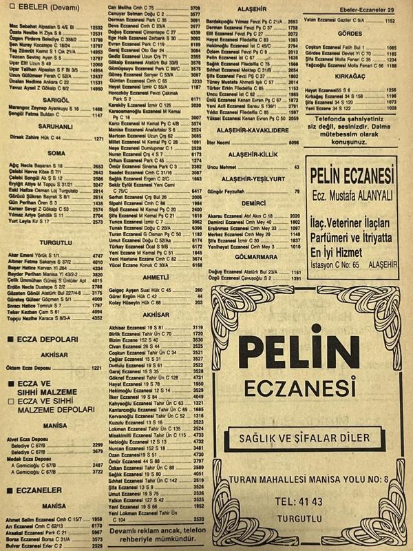 Manisa 1987 Meslek Reklam İlanı Efemera S-29 - Image 1