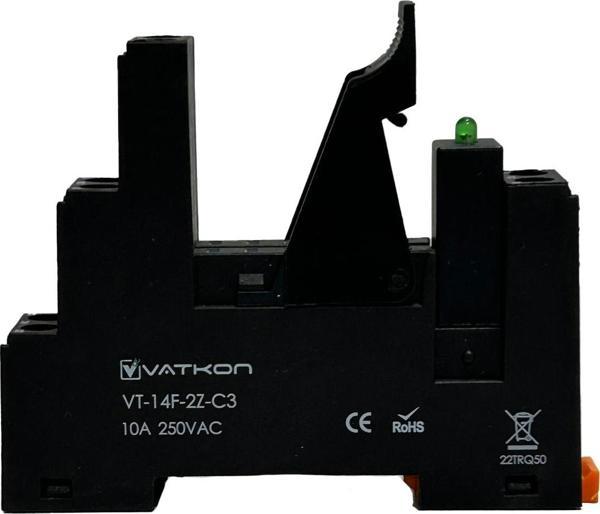 Vatkon VT-14F-2Z-C3 Çift Kontak (8 Pinli) Role Tutucu (1 Adet) - Image 1