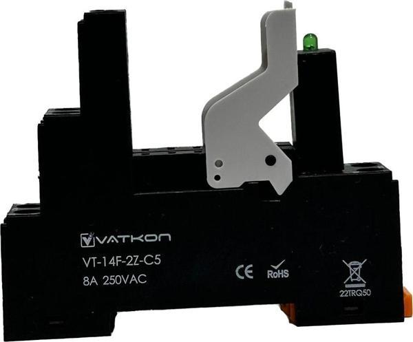 Vatkon VT-14F-2Z-C5 Ledli Çift Kontak (8 Pinli) Role Tutucu (1 Adet) - Image 1
