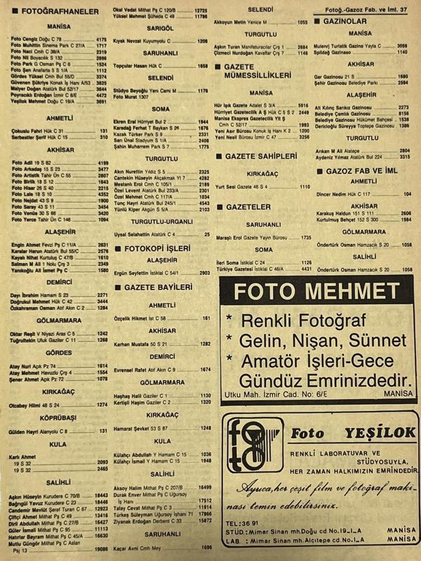 Manisa 1987 Meslek Reklam İlanı Efemera S-37 - Image 1