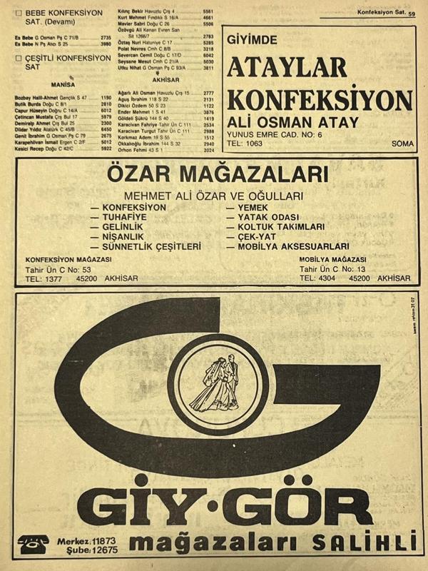 Manisa 1987 Meslek Reklam İlanı Efemera S-59 - Image 1