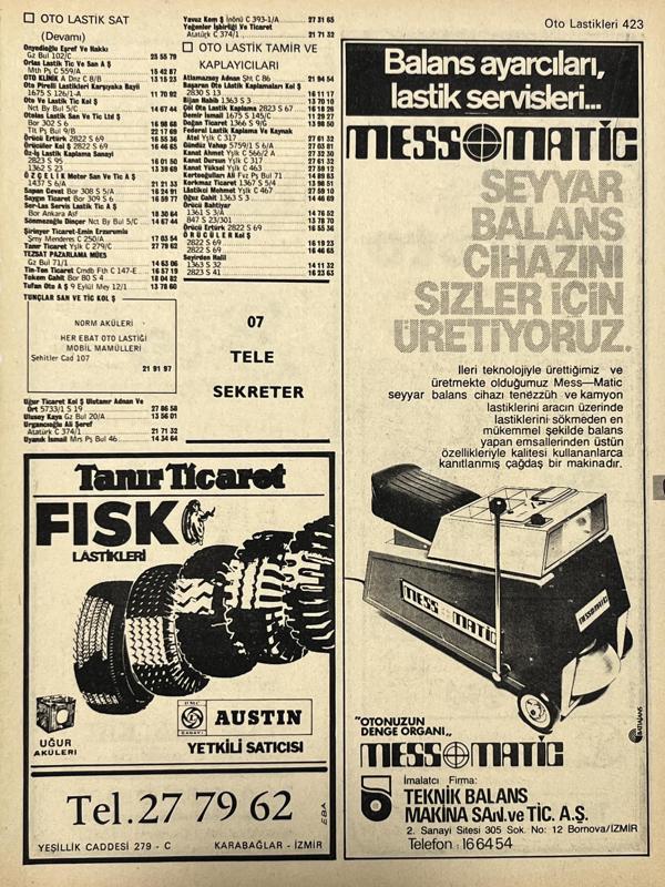 İzmir 1982-1983 Meslek Reklam İlanı Efemera S423 - Image 1