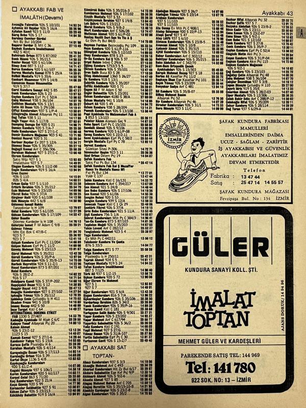 İzmir 1982-1983 Meslek Reklam İlanı Efemera S43 - Image 1