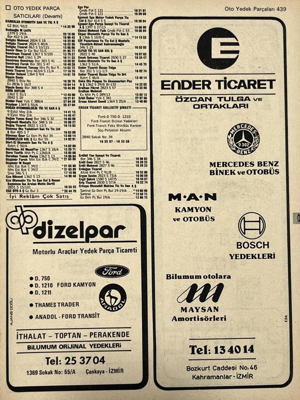 İzmir 1982-1983 Meslek Reklam İlanı Efemera S439 - Image 1