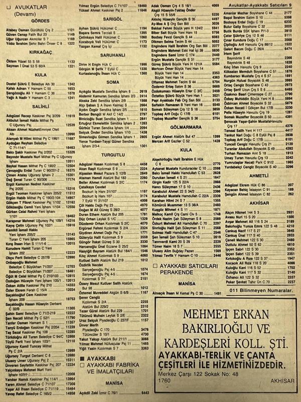 Manisa 1987 Meslek Reklam İlanı Efemera S-9 - Image 1