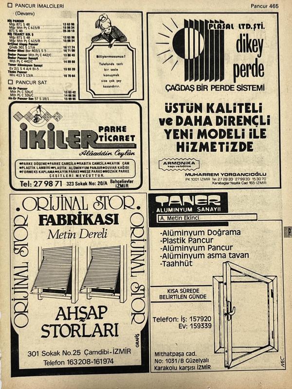 İzmir 1982-1983 Meslek Reklam İlanı Efemera S465 - Image 1
