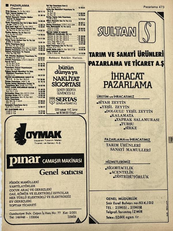 İzmir 1982-1983 Meslek Reklam İlanı Efemera S473 - Image 1
