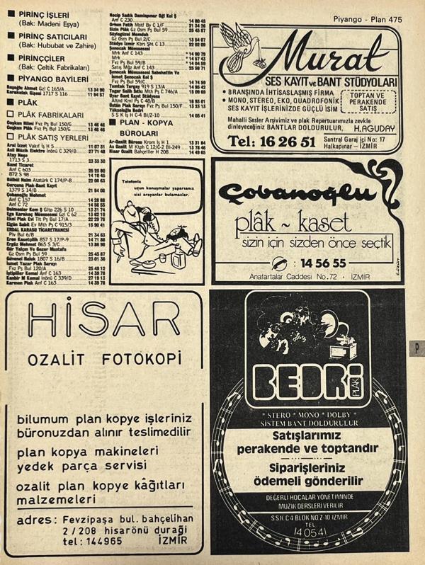 İzmir 1982-1983 Meslek Reklam İlanı Efemera S475 - Image 1