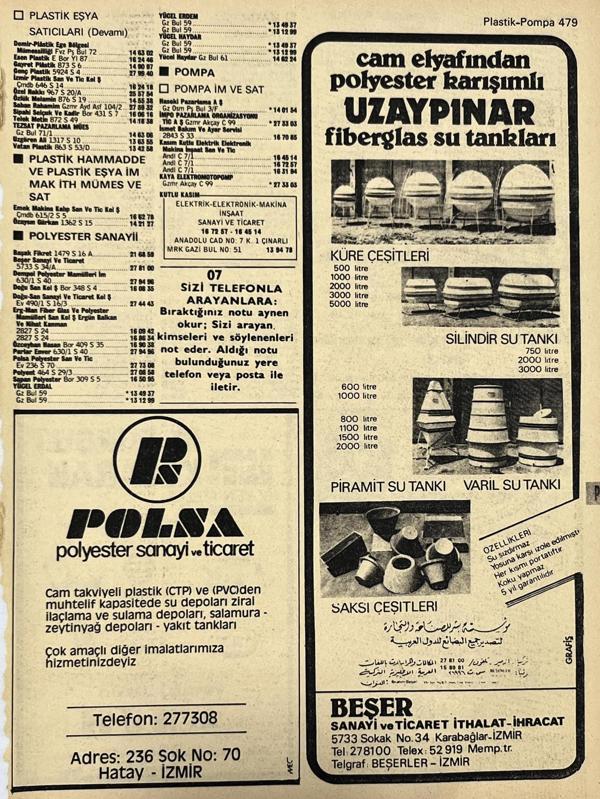 İzmir 1982-1983 Meslek Reklam İlanı Efemera S479 - Image 1