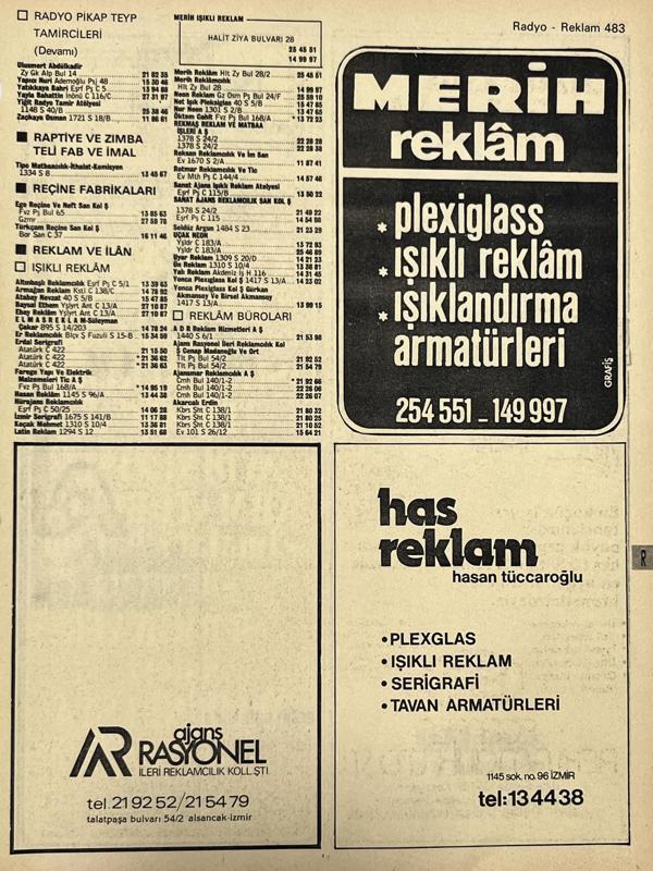 İzmir 1982-1983 Meslek Reklam İlanı Efemera S483 - Image 1