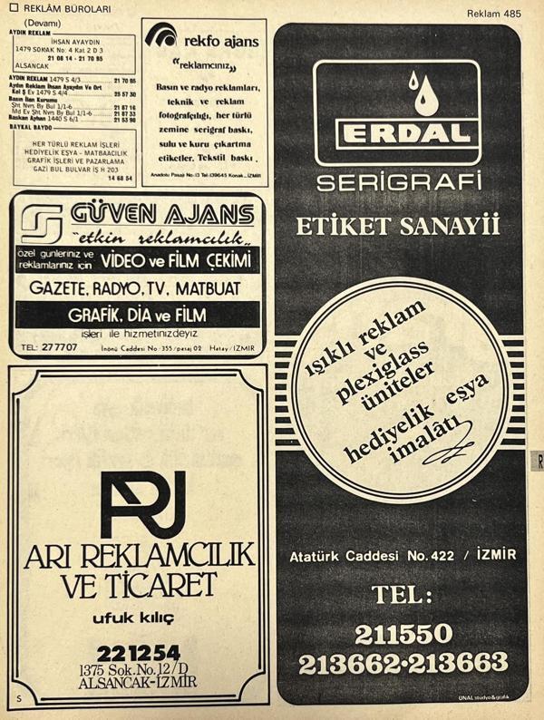 İzmir 1982-1983 Meslek Reklam İlanı Efemera S485 - Image 1