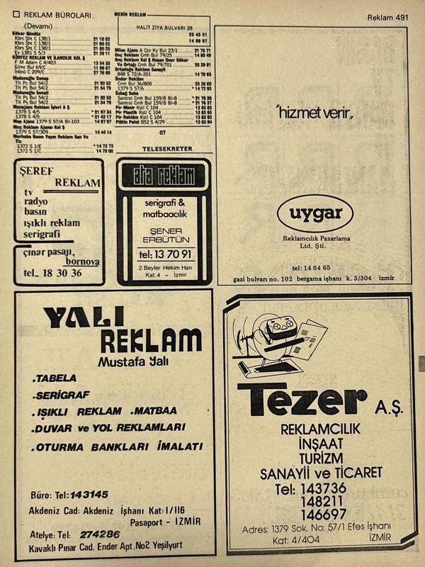 İzmir 1982-1983 Meslek Reklam İlanı Efemera S491 - Image 1