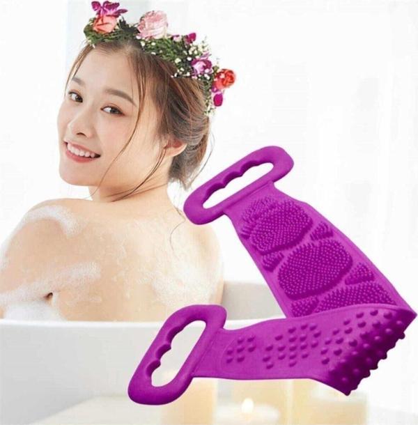 Goodsell Banyo Duş Sırt Kesesi Çift Taraflı Silikon Duş Lifi Fırçası 60 Cm - Image 1