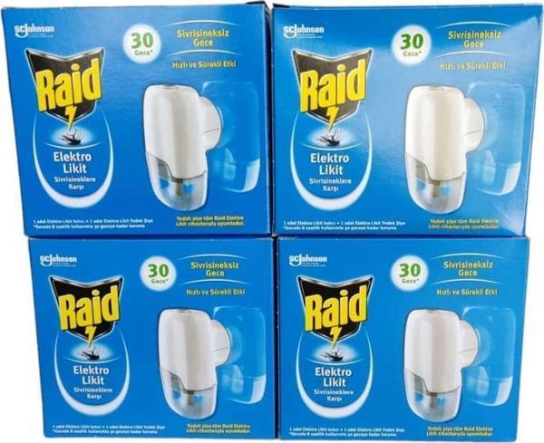 Raid Sivrisineklere Karşı 30 Gece Elektro Likit Isıtıcı + 1 Yedek Şişe 21 Ml (4 Adet) - Image 1