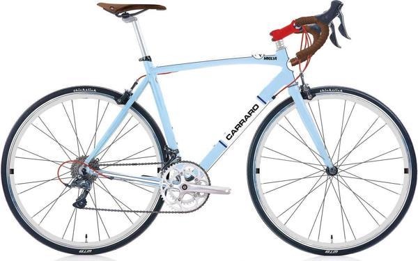 Carraro Miglia Kumpas Fren Claris 16 Vites 28 Jant Yol Yarış Bisikleti Açık Mavi Beyaz 52 Kadro - Image 1