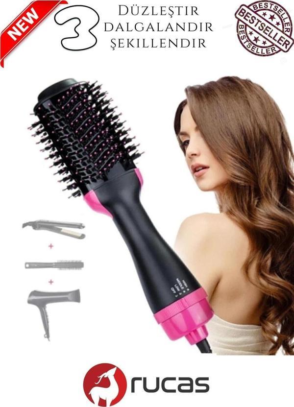 Rucas 1200W Turbo Saç Şekillendirici Ve Saç Düzleştirici Fön Tarağı Fön Makinesı Cseries - Image 1