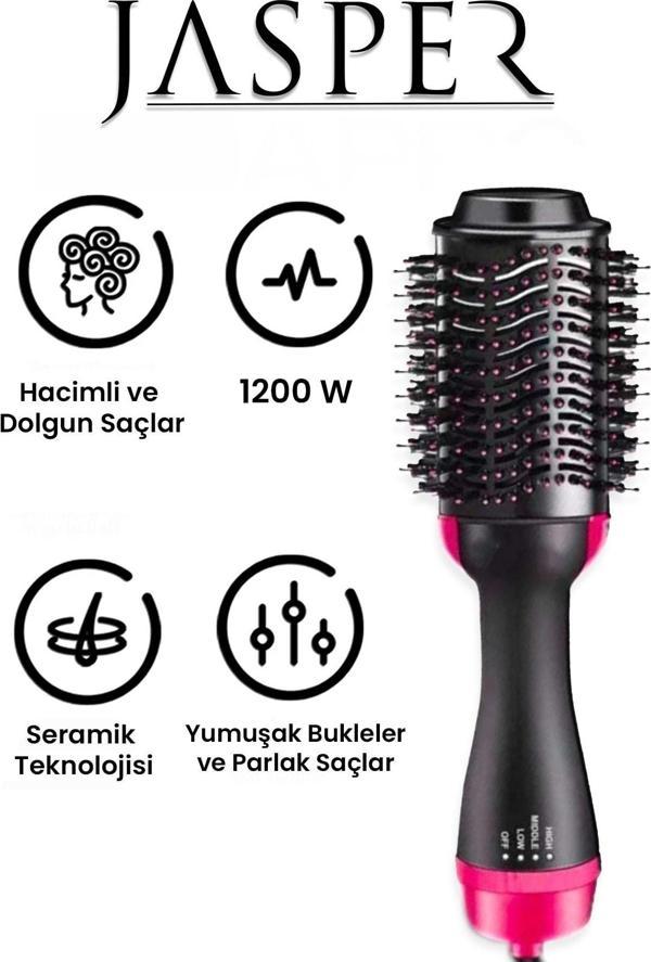 Jasper 1200 W Ultra Hava Üflemeli Saç Şekillendirici Düzleştirici Fön Tarağı Saç Kurutma - Image 1
