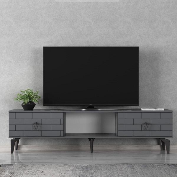 Cantek Dizayn Varrna Tv Sehpası Alt Modül Antrasit-Antrasit - Image 1