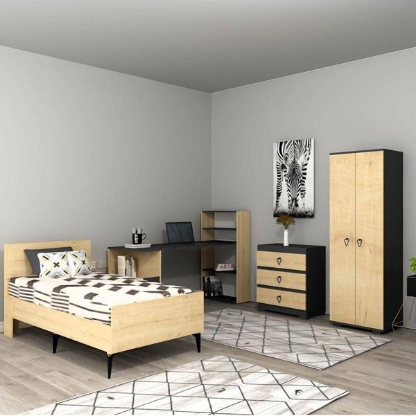 Cantek Dizayn Nirvana Çocuk Genç Odası (L-P-S-B) Antrasit-Safirmeşe - Image 1