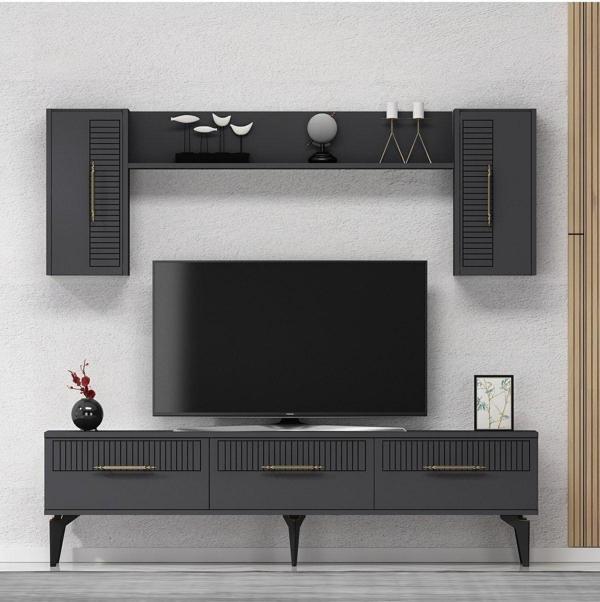 Cantek Dizayn Allvin Tv Ünitesi Takım Antrasit - Antrasit - Image 1