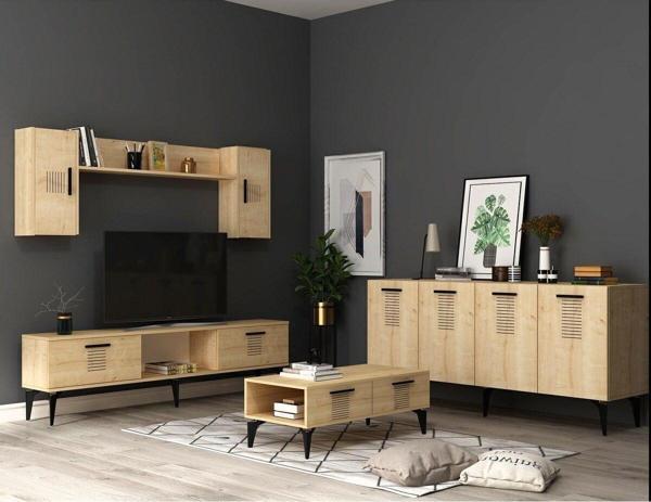 Cantek Dizayn Assimo Tv Ünitesi, Orta Sehpa Ve Konsol Salon Takimi Safirmeşe-Safirmeşe - Image 1