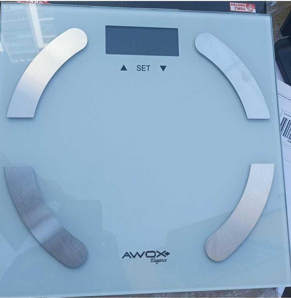 Awox Elegance Tartı Cam Baskül Beyaz - Image 1