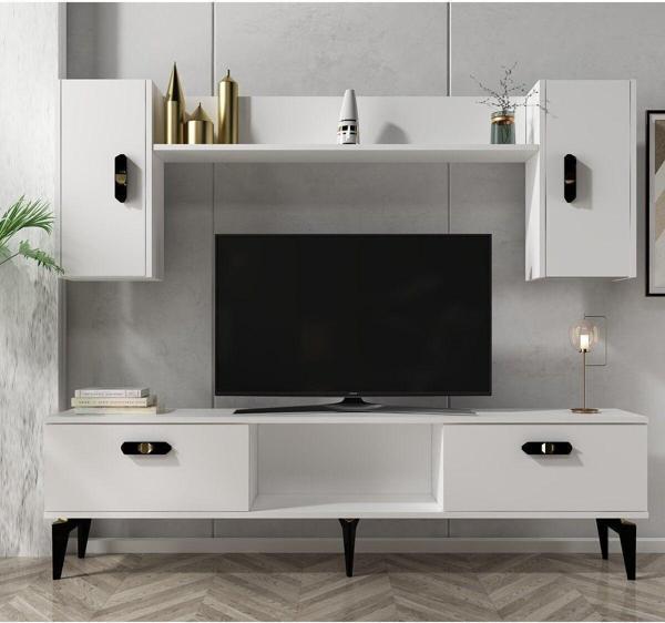 Cantek Dizayn Pluss Tv Ünitesi Takımı Beyaz-Beyaz - Image 1