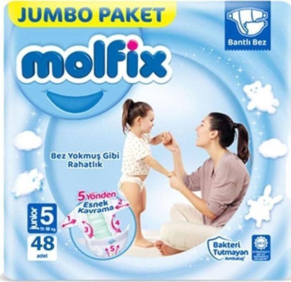 Molfix 3D Junior Bebek Bezi 5 Beden Jumbo Paketi 48 Adet - Image 1