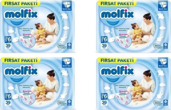 Molfix Bebek Bezi 6 Beden Ekstra Large Fırsat Paketi 39'Lu 4 Paket 156 Adet - Image 1