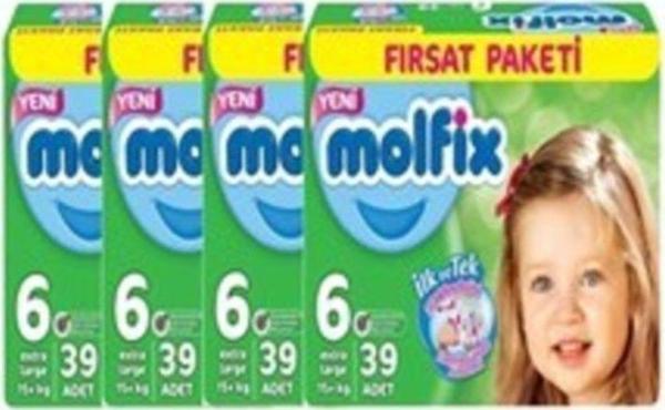 Molfix Bebek Bezi 6 Beden Ekstra Large Fırsat Paketi 39X4 156 Adet - Image 1