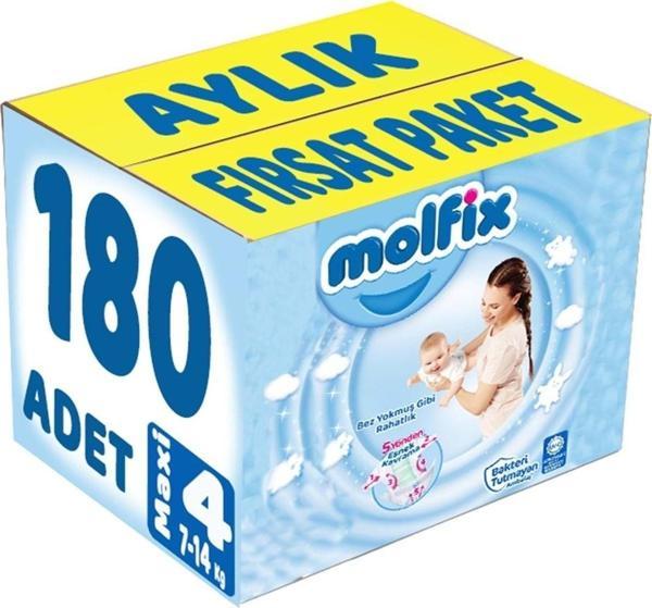 Molfix Bebek Bezi Beden:4 (7-14Kg) Maxi 180 Adet Aylık Fırsat Pk - Image 1
