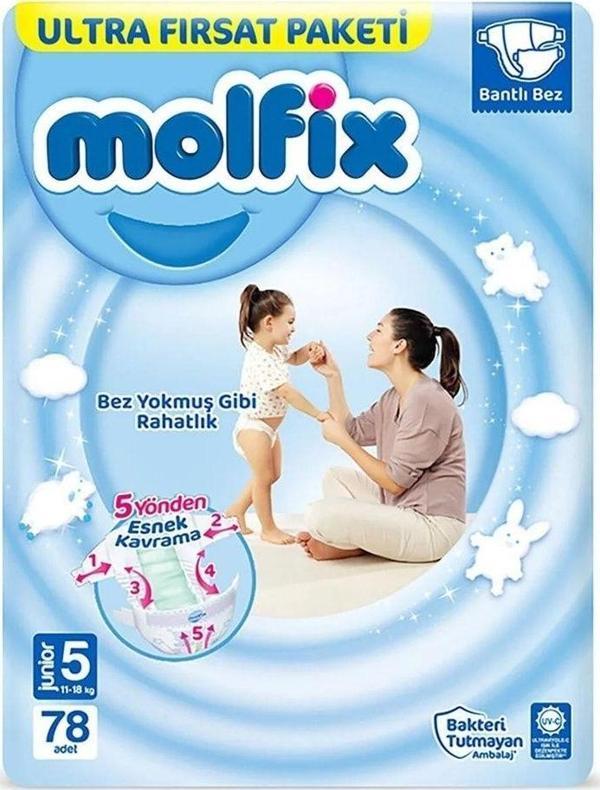 Molfix Bebek Bezi Ultra Fırsat Paketi 5 Beden 11-18 Kg 78 Adet - Image 1