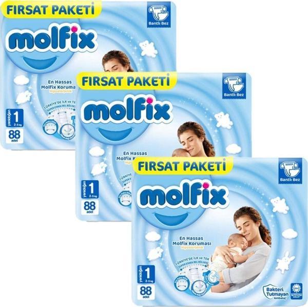 Molfix Yeni Doğan Bebek Bezi Fırsat Paketi 1 Numara 2-5 Kg (Toplam 264 Adet) - Image 1