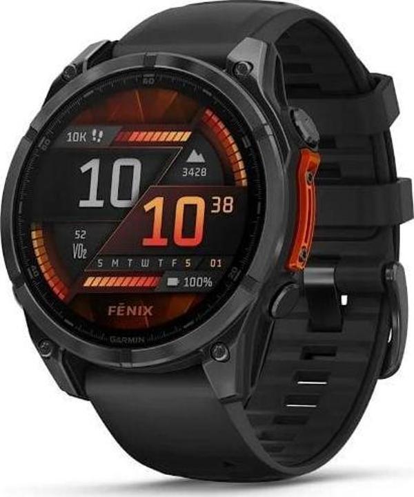 Garmin Fenix 8 - 47 mm, AMOLED - Slate Gri, Siyah Silikon Kayışlı - Image 1