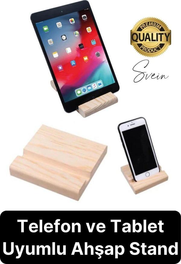Doğal Masaüstü Ahşap Cep Telefonu ve Tablet Standı Natural Görünüm Şık İphone Android İos Uyumlu - Image 1