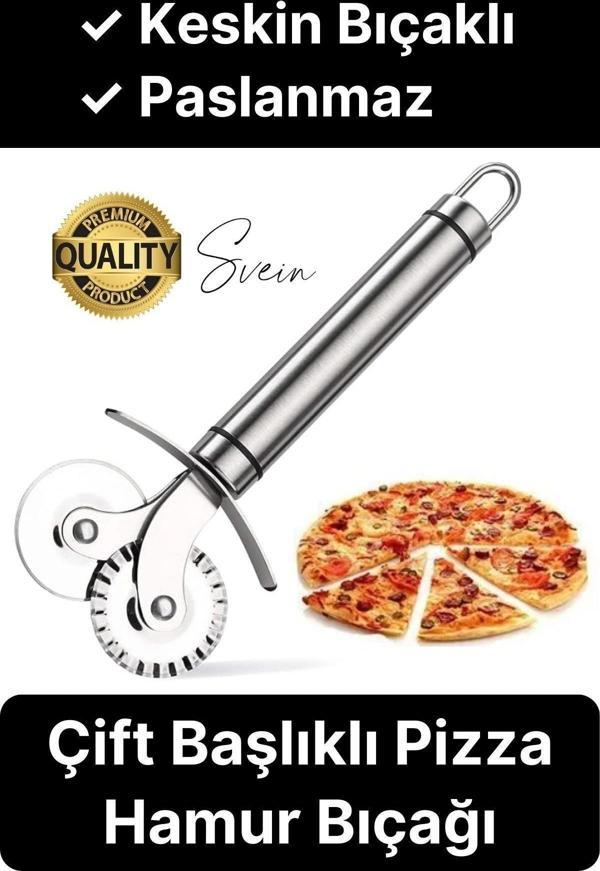 Paslanmaz Yüksek Kaliteli Uzun Ömürlü Çift Taraflı Hamur Pizza Börek Kesme Bıçağı Duvara Asılabilir - Image 1