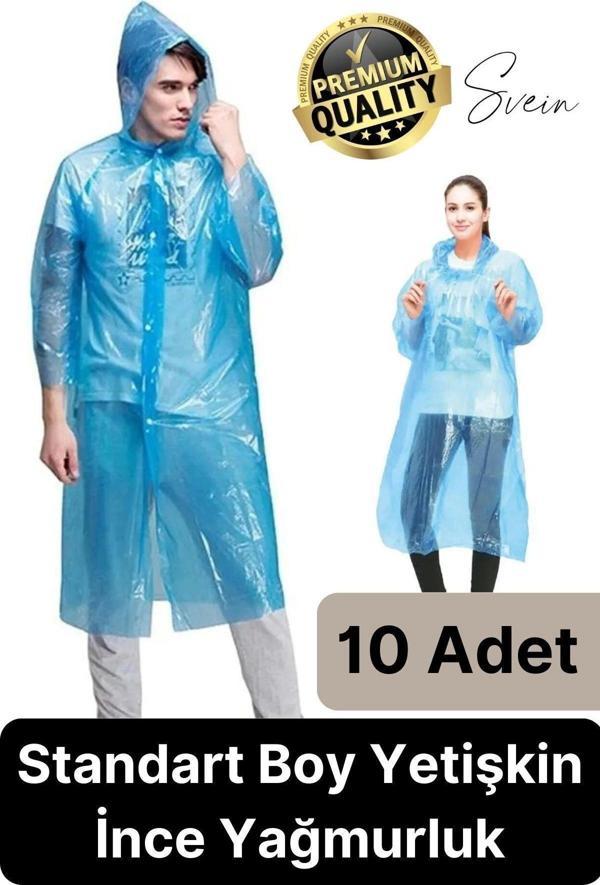 10'lu Taşınabilir Kadın Erkek Unisex Yağmurluk Su Geçirmez Kullanımlık Kamp Yürüyüş Kapşonlu - Image 1