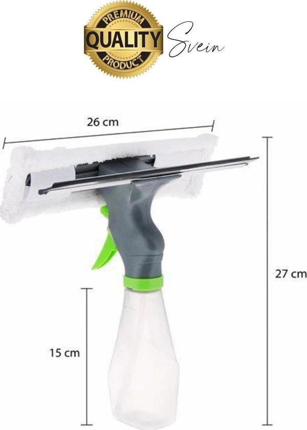 Pratik Hazneli Spreyli Pencere Cam Yüzey Temizleyici Şişesi ve Mikrofiber Bezi Silecekli Fırça - Image 1