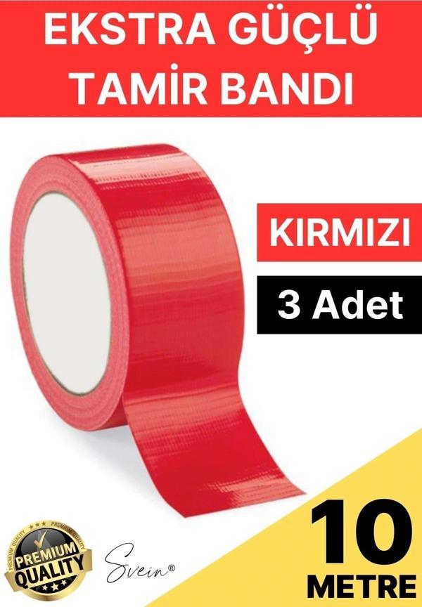 3 Adet 10 mt Kırmızı Tamir Takviye Kapatıcı Güçlü Onarım Bandı Su Geçirmez Sızdırmaz Dayanım Çatlak - Image 1