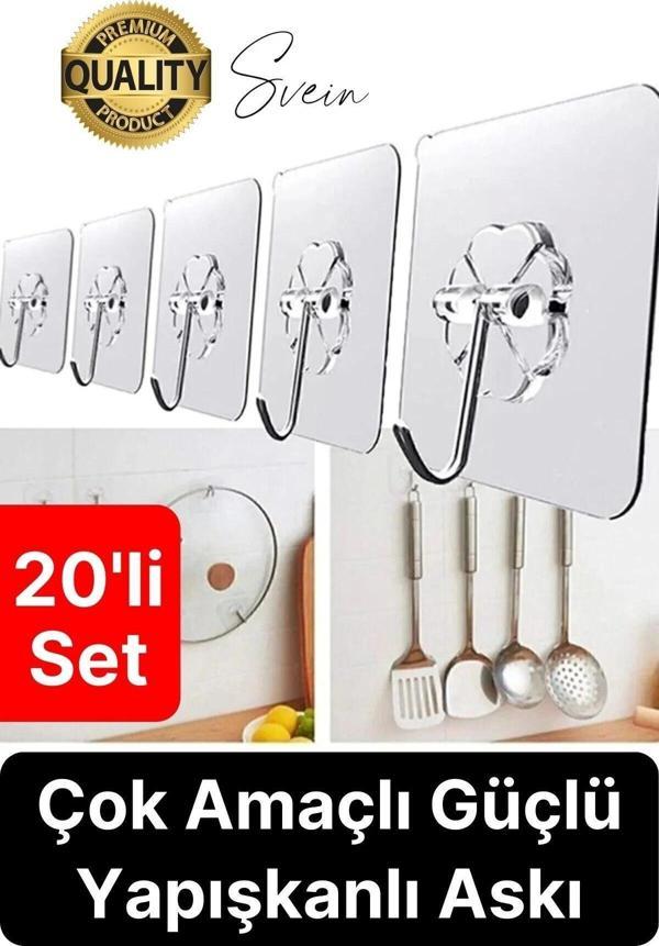 Özel Üretim 20 Adet Kendinden Yapışkanlı Askı Şeffaf Güçlü Anahtar Kapı Duvar Metal Kanca Çok Amaçlı - Image 1