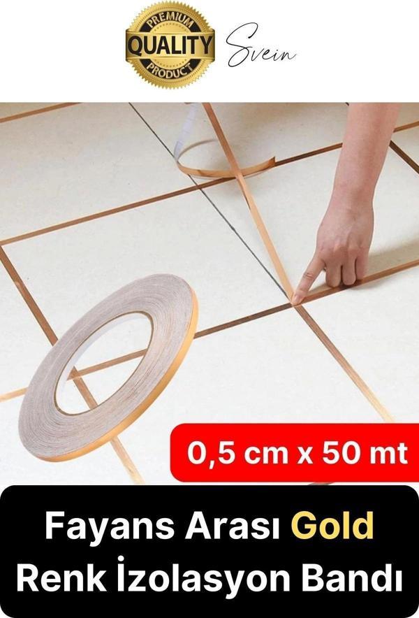 Premium Kendinden Yapışkanlı Gold Sarı Renk Fayans Derz Arası İzolasyon Bandı Dekoratif Bant 0,5 cm - Image 1