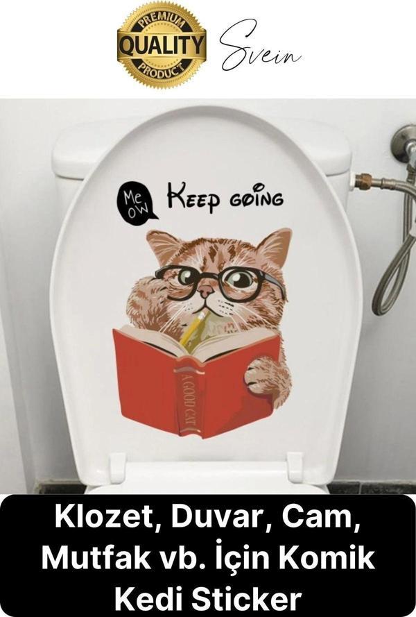 Özel Tasarım WC Klozet İçin Komik Kedi Sticker Tuvalet Banyo Cam Duvar Yapıştırma Etiket Dekoratif - Image 1