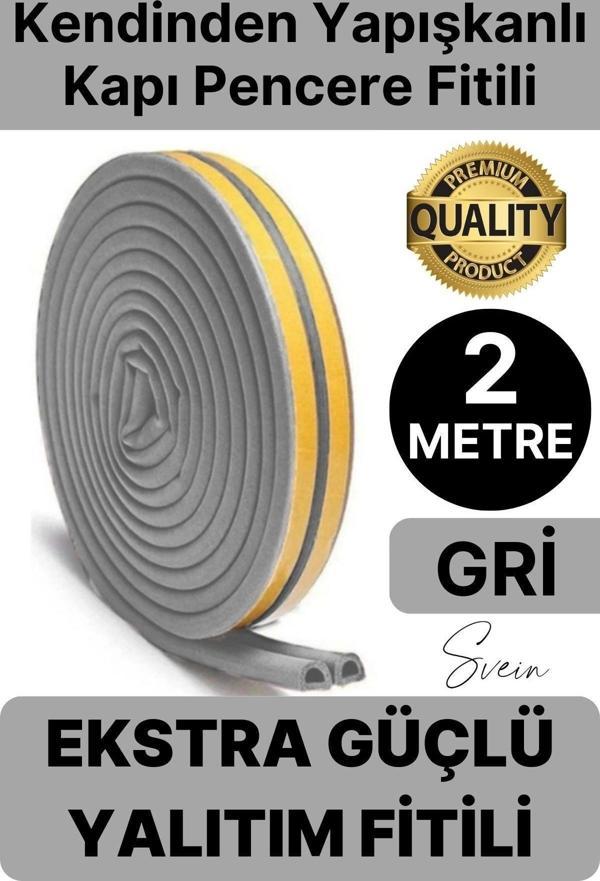 1. Sınıf Gri Kapı Pencere Soğuk Toz Geçirmez İzolasyon Fitili Yapışkanlı Isı Yalıtım 2x1=2 mt - Image 1