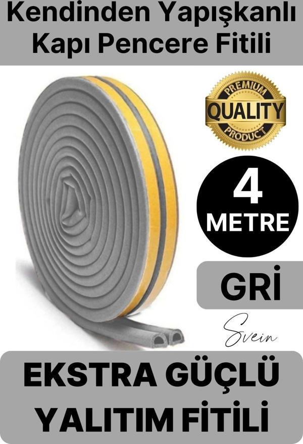 1. Sınıf Gri Kapı Pencere Soğuk Toz Geçirmez İzolasyon Fitili Yapışkanlı Isı Yalıtım 2x2=4 mt - Image 1