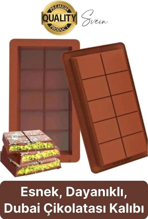 10 Bölmeli Dubai Çikolatası Kalıbı Silikon Bpa Free Kek Yapma Yıkanabilir Isıya Dayanıklı Esnek - Image 1
