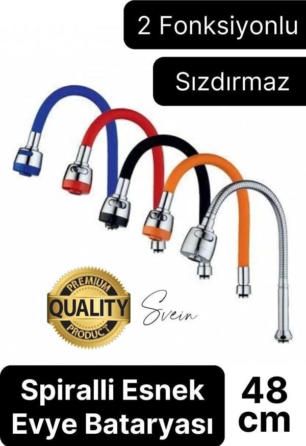 Premium Esnek Spiralli Akrobat Fonksiyonel Batarya Lavabo Musluk Borusu Evye Ayarlanabilir Kademeli - Image 1