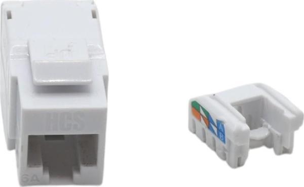 HCS CAT6A FTP TOOLLESS KEYSTONE JACK CAT6A, LSA+/110 IDC T568 A/B, 90 DERECE - Image 1