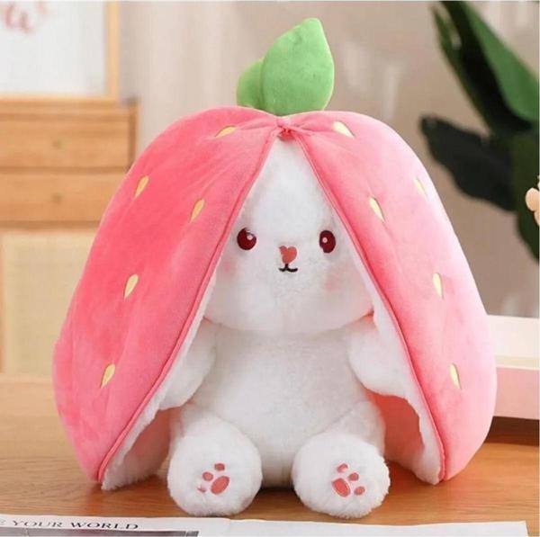 BE ACTİVE Be Active Peluş Çilek Tavşan 15 Cm Peluş Oyuncak Peluş Tavşan Fermuarlı Sevgiliye Özel Hediyelik - Image 1